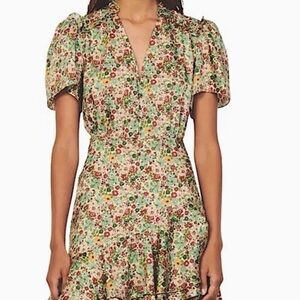 Chic Floral Mini Dress in Green and Red